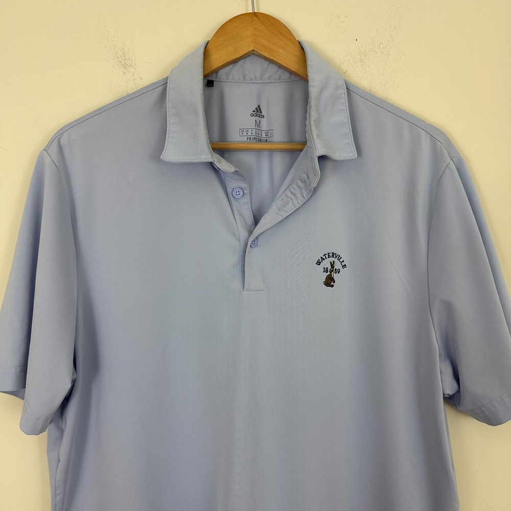 Adidas Primegreen Polo Shirt Light Blue Waterville Bunny Logo Golf Mens M